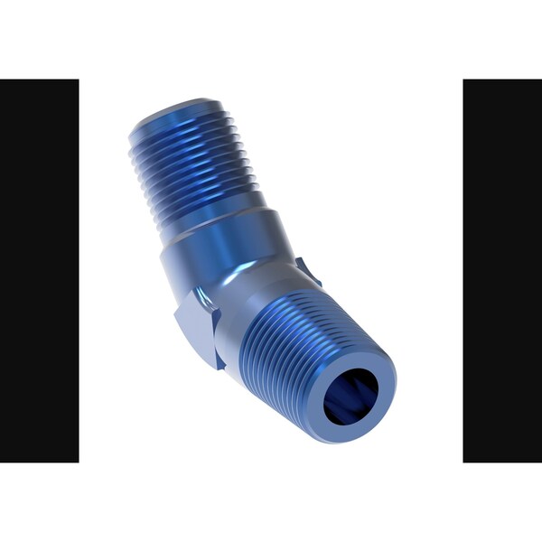 45 Degree -6 AN Male To 1/2 Inch Pipe Thread, Anodized, Blue, Aluminum